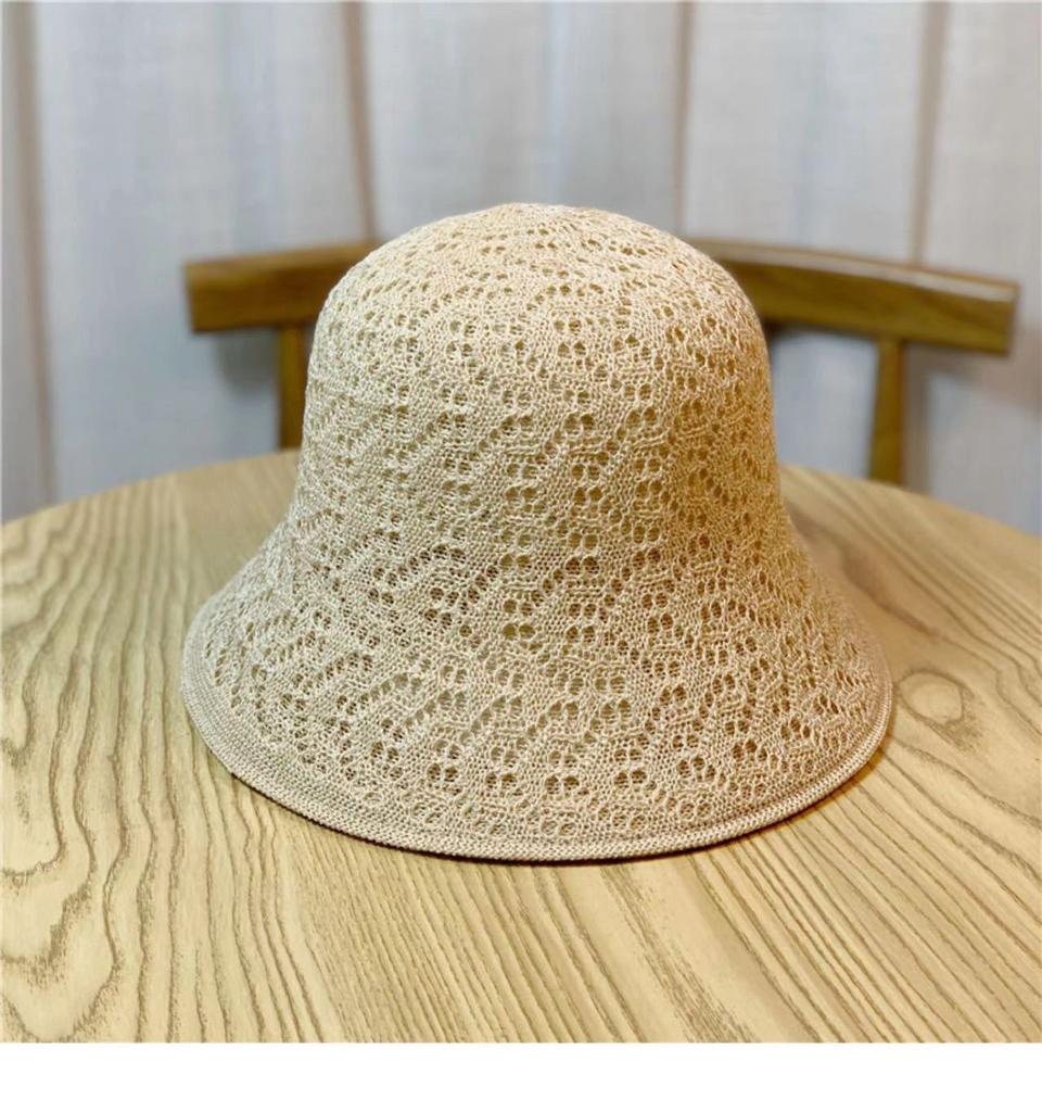 Double-sided Bucket Hat Summer Women's New Sunscreen Sun Hat Sunscreen Hollow Thin Breathable Face Cover Knitted Sun Hat