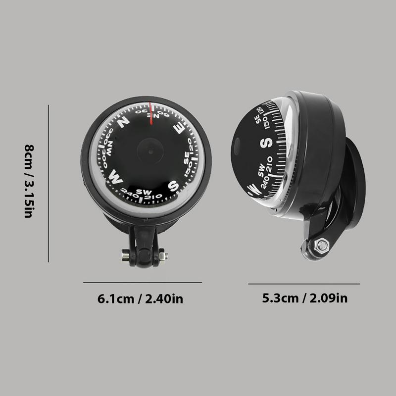 Off Road Self Adhesive Compass Auto Adjustable Dashboard Compass Spherical Clear Dial Scale Direction Tool For Camping Hiking