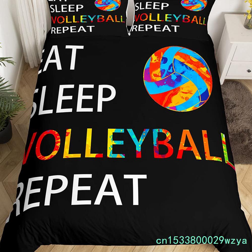 Volleyball Sport Bedding Set Sports Theme Duvet Cover King Queen Watercolor Volleyball Comforter Cover Ball Game Quilt Cover