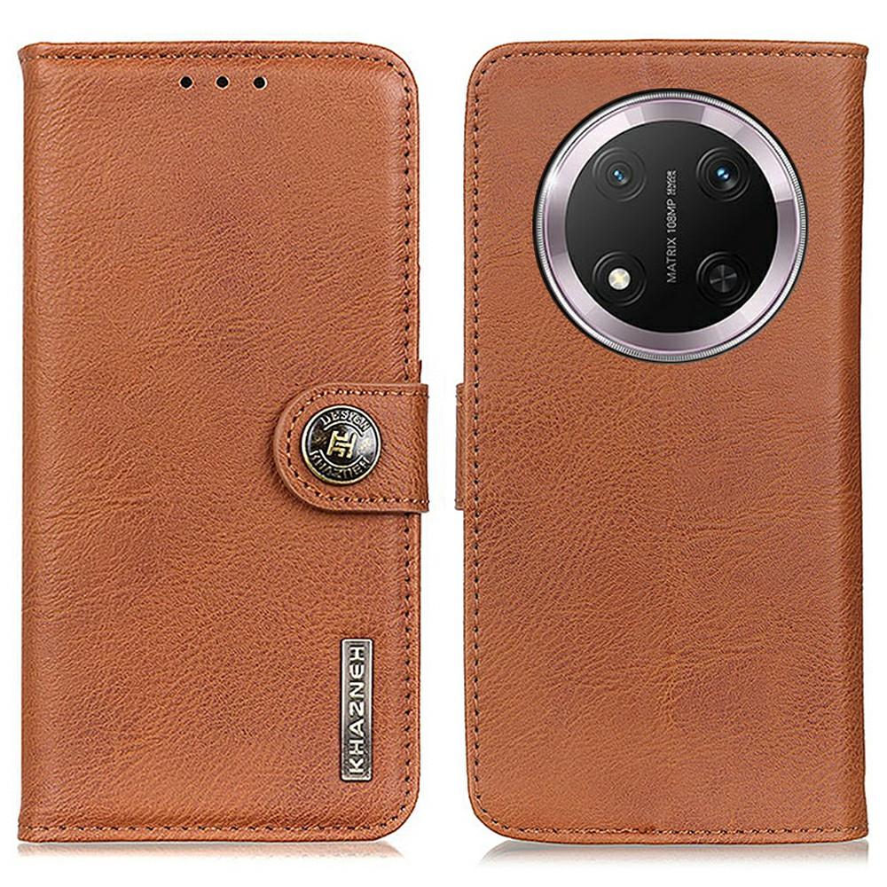 

KHAZNEH For Honor Magic7 Lite 5G/X9c 5G/X60 Pro 5G Wallet Case Cowhide Texture Leather Flip Phone Cover Brown