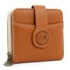 Chanfee Bifold Wallet with Front Cute Cat Wreath and Character Embossed Design Women's Zipper-Around Design, Pocket, Pattern, Belt, (Brown)