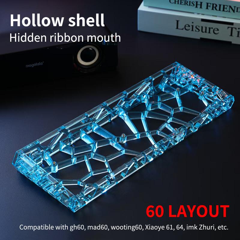 

Gh60 Hollow Transparent Keyboard Shell, Universal 60% Layout Case For Mechanical Keyboard Diy Custom Accessories 1