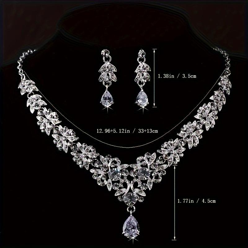 High-end luxury crown necklace and earring set bridal wedding jewelry wedding necklace jewelry set three-piece necklace and earring set