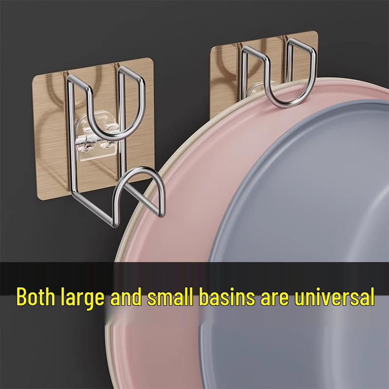 Punch-Free Bathroom Shelf with Hooks: Storage Rack for Kitchen & Bathroom Supplies.