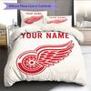 Custom Name,Detroit Red Wings Pattern Bedding Home Decoration Birthday Gift ( 1 Duvet Cover + 2 Pillowcase, Without Core),fan Merchandise.