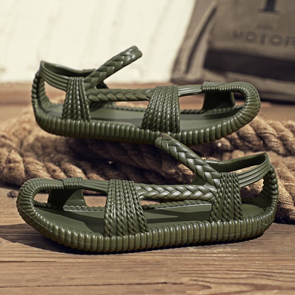 36-47 Paar Sommer Neue Grasschuhe Gewebtes Muster Strandsandalen für Herren, Herrenschuhe in Übergröße