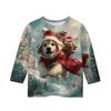 Christmas Day Print Tops For Youth Girls 5-16 Years Round Neck 3/4 Sleeves T-Shirts Trendy Tops Outfit Tees