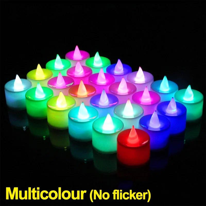 Lights Led Fake Candle Light Christmas Colored Decorative Candles 6Pcs Wedding Battery Powered Flameless Birthday Party Tea Cup