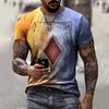 Men's Short-sleeved T-shirts Summer Casual Retro Hip-hop Style Round Neck Playing Card Pattern 3Dprinted  Oversized T-shirts