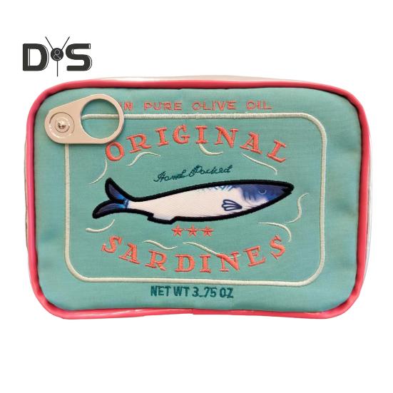 

Консервированные сардины косметичка большой емкости застежка-молния изысканные узоры вышивки портативная дорожная косметичка органайзер для косметики светло-синий