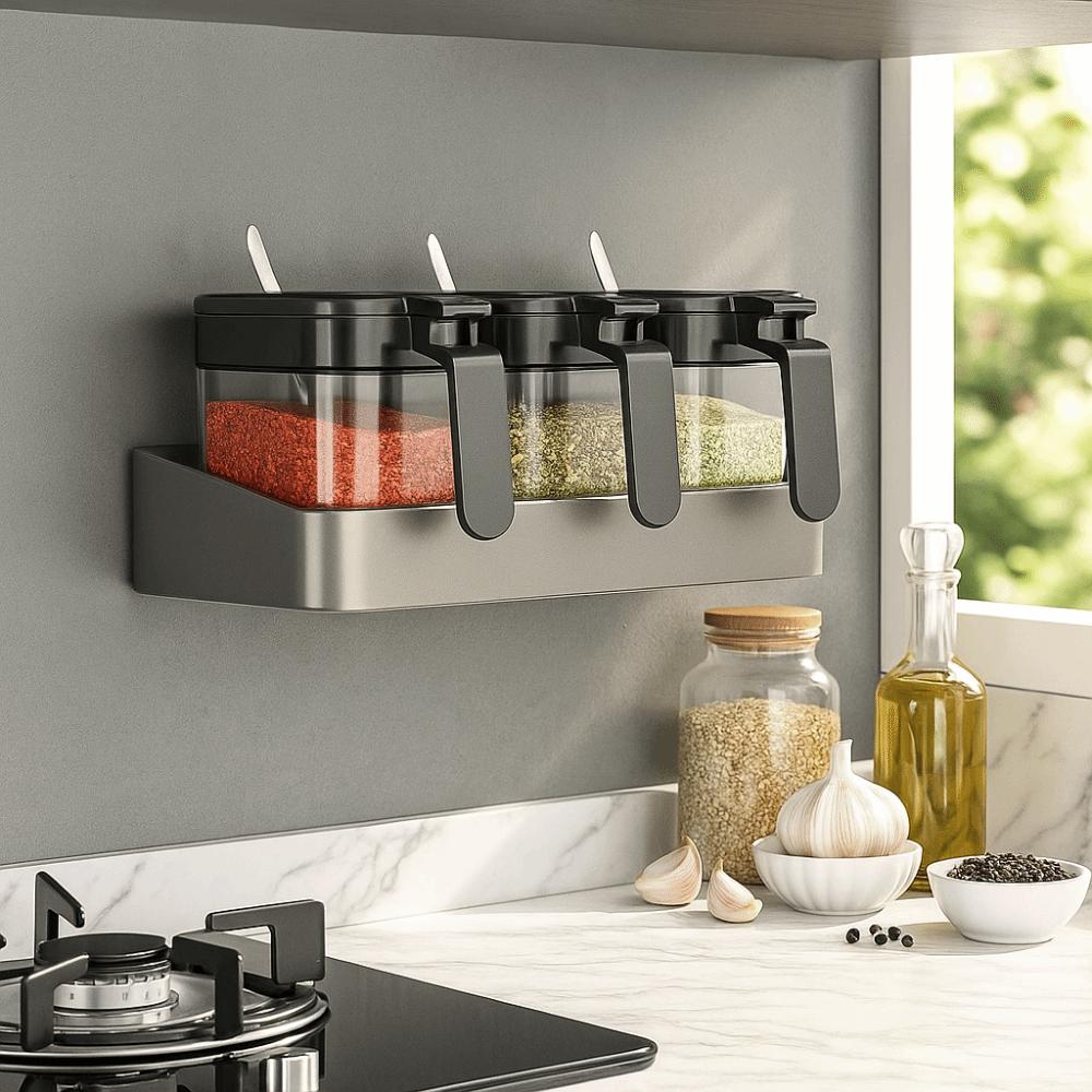 Free Punching Spice Jar No-Drill Installation No-Drill Organizer  Spice Organization