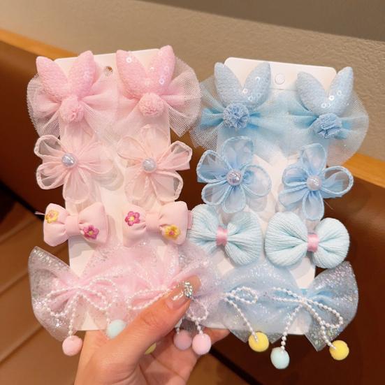 8Pcs Hair Pins Mesh Yarn Bowknot Flower Decor Hairpins Cartoon