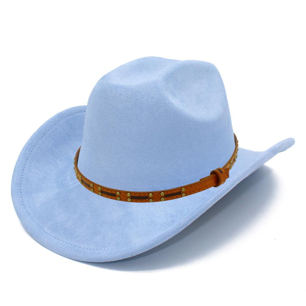 Multi-color Optional High-quality One-word Top Classic Simple Western Cowboy Hat Tan Leather Rivet Accessories Top Hat