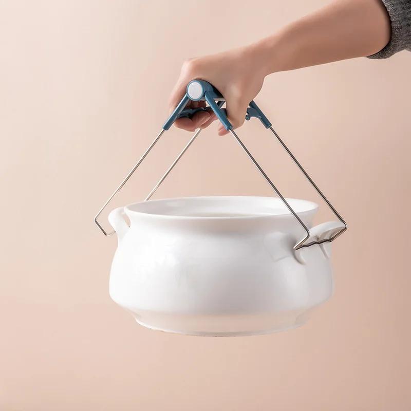 3Pcs Stainless Steel Anti-scalding Clip Silicone Production Hot Plate Gripper Hot Bowl Gripper Clips Convenient Kitchen Gadgets