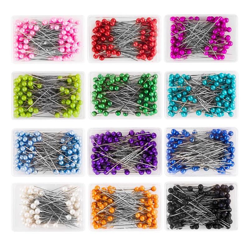 100Pcs Dressmaking Pins Colorful Round Pearl Head Needles Straight Sewing Pins For DIY Sewing Embroidery Patchwork Positioning