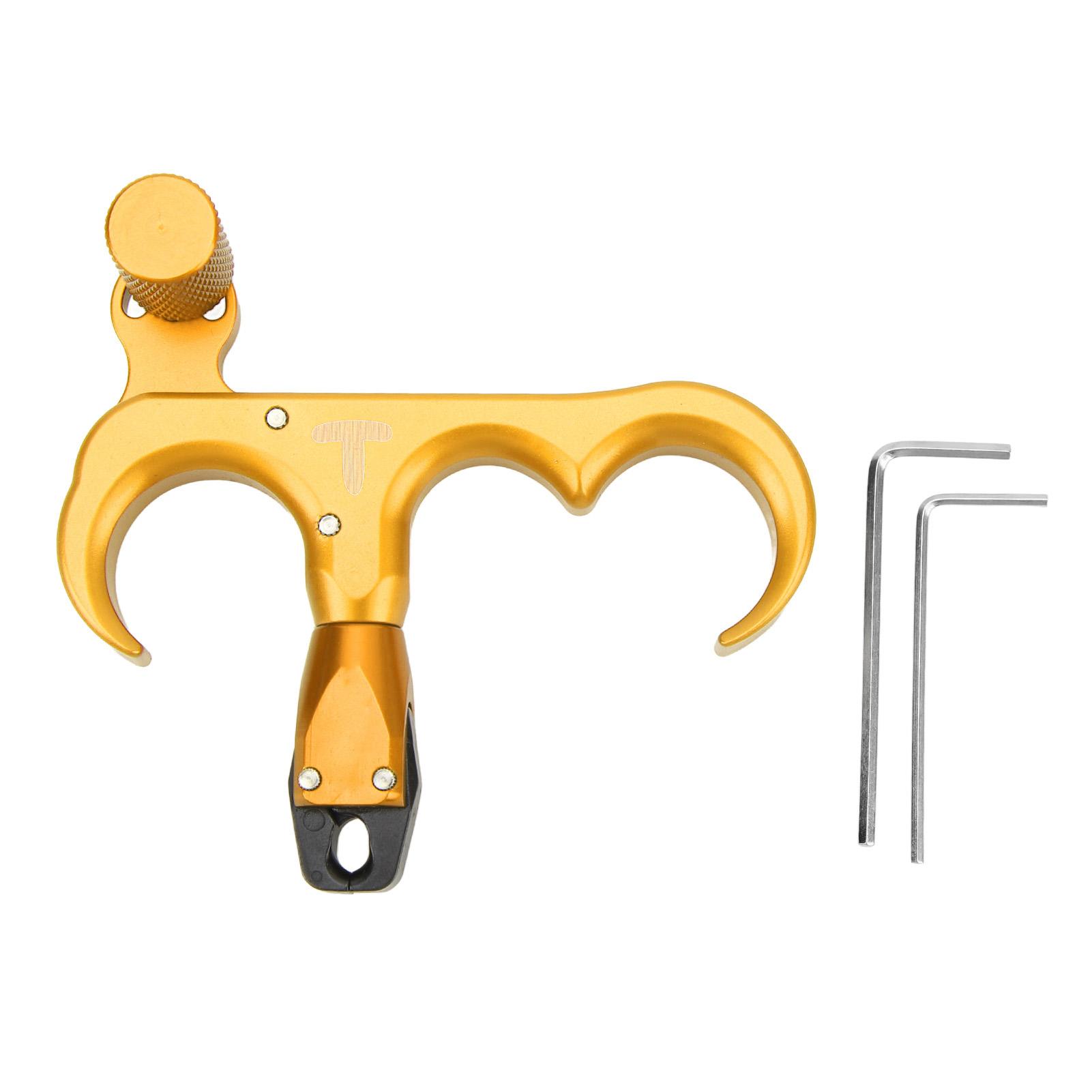 

3 Finger Hand Held Bow Release Aluminum Alloy Thumb Release for Compound Bow Adjustable 360 Degrees чорний