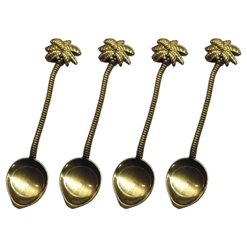 

Style Dessert Spoons Set Of 4 With Ergonomic Handle For Coffee Cake Pastry Serving Melal Metal Component бронзовий/синій