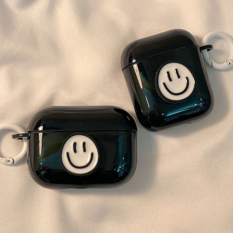 

Стерео Беспроводные Bluetooth-наушники Apple Pro2 Чехол Минималистичный Женский Чехол из Ударопрочного Силикона для Airpodspro Пара 4-е Поколение 5-е Поколение Apple Airpods Pro Black Shell white smiling face