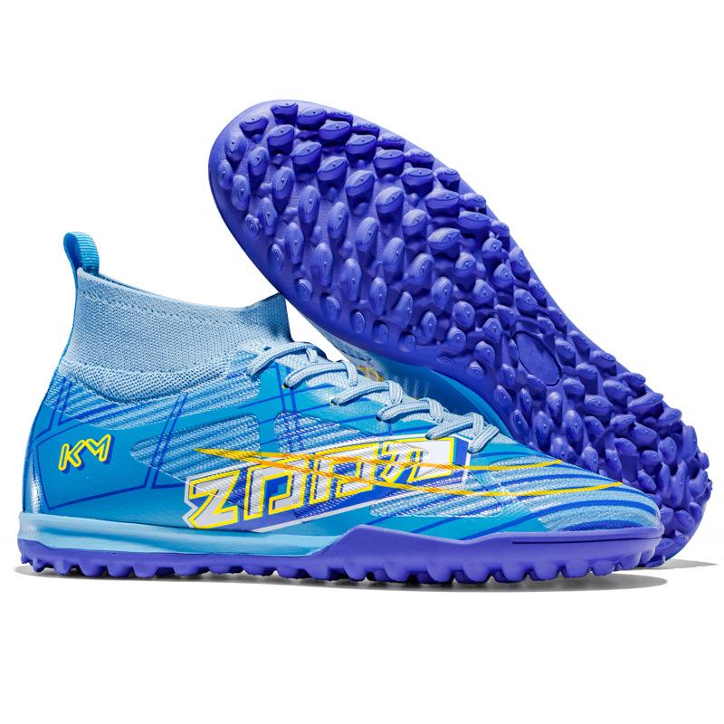 New High-top Football Shoes Men's Fly-woven Breathable Socks Professional Training Sneakers Long Nails Broken Nails Football Shoes Spot
