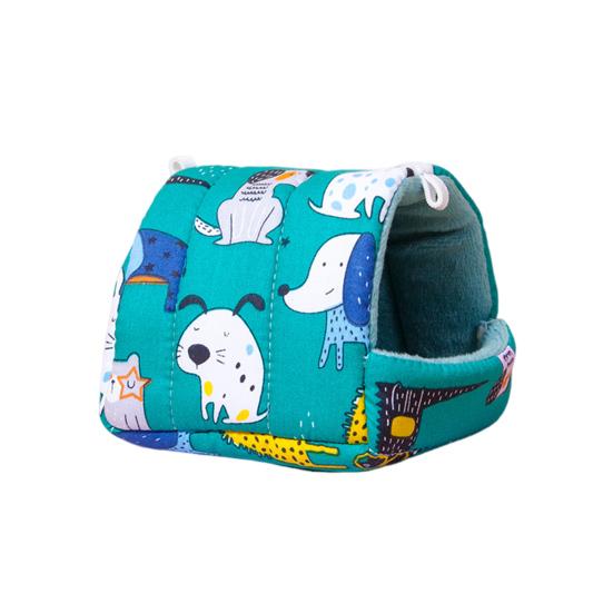 

Гнездо хомяка с мультяшным узором, теплое, удобное, большое пространство, кровать для морской свинки, домик, убежище для маленьких животных S зелёный