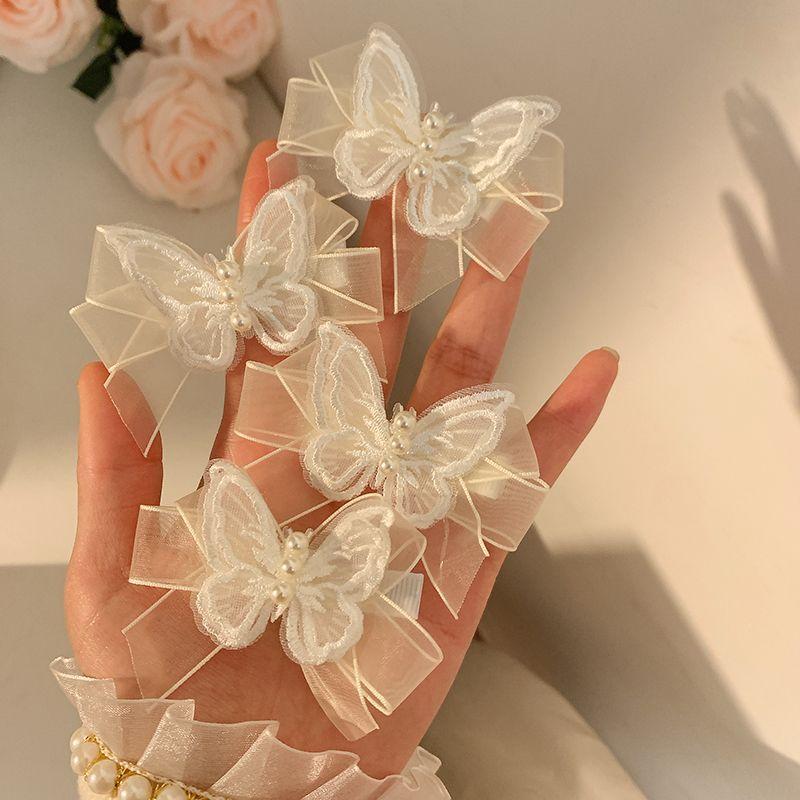 2Pcs Transparent Lace Butterflies Hair Clips for Women Cute Pearls Butterfly Hair Pins Kids Bow Barrettes Girls Hair Accessories