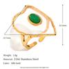 MamacitaSlay Unique 18K Gold Plated Stainless Steel Natural Stone Opening Ring Waterproof Jewelry Women's Retro Elegant Jewelry