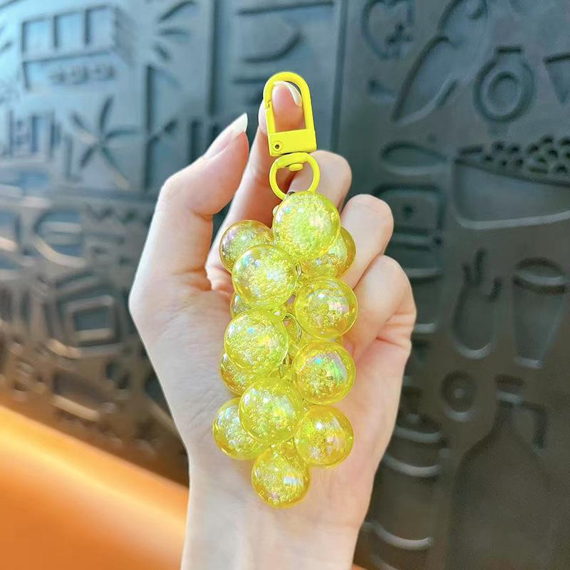 Acrylic Grape Bunch Keychain: Cute Couple Bag Charm & Creative Car Keyring for Women