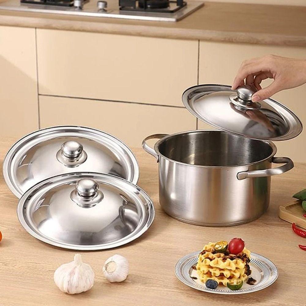 Stainless Steel Frying Pan Cover Universal Kitchen Food Lid Bowl Cover  Restaurant Kitchenware