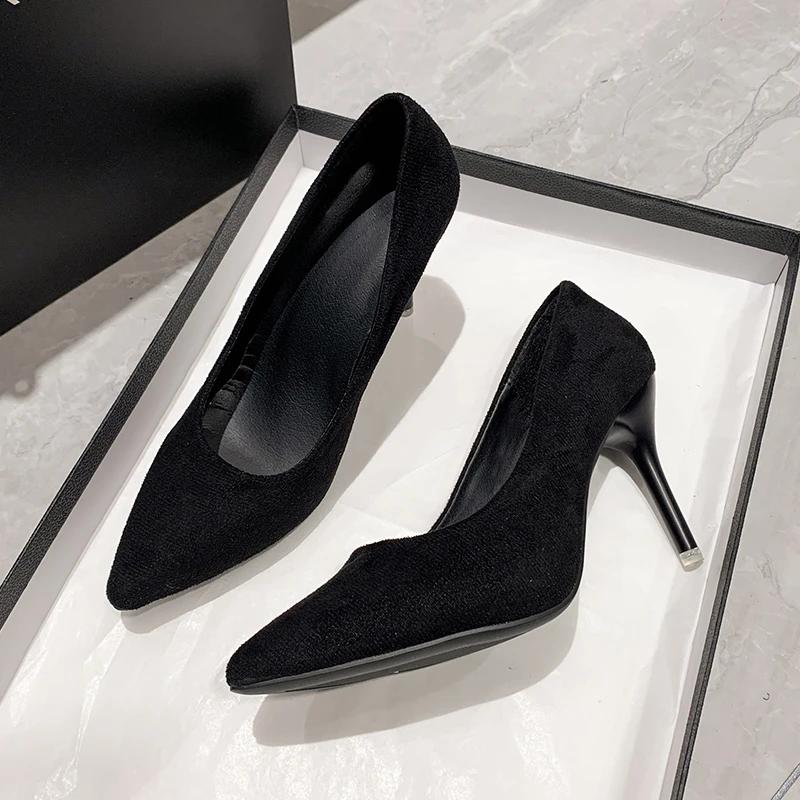 French Design High Heels for Women 2024Autumn and Winter New Single Shoe Pointy Skinny Heel Nude Temperament Small Ankle Boots