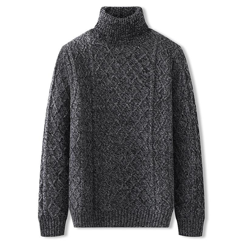 Men's Autumn/Winter 2025 Casual Warm High Collar Chunky Knit Sweater Plus Size Loose Knitwear