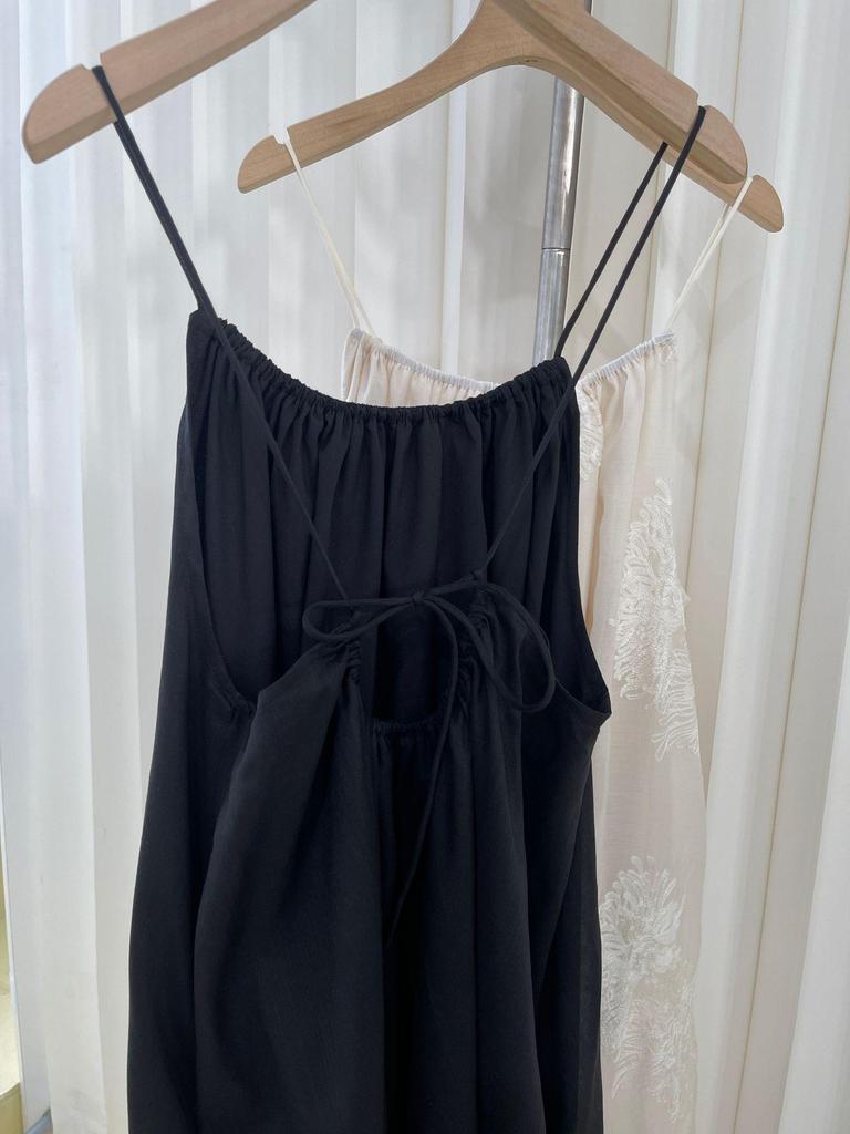 Elegant 3D Embroidered Ramie Suspender Dress - New Chinese Style