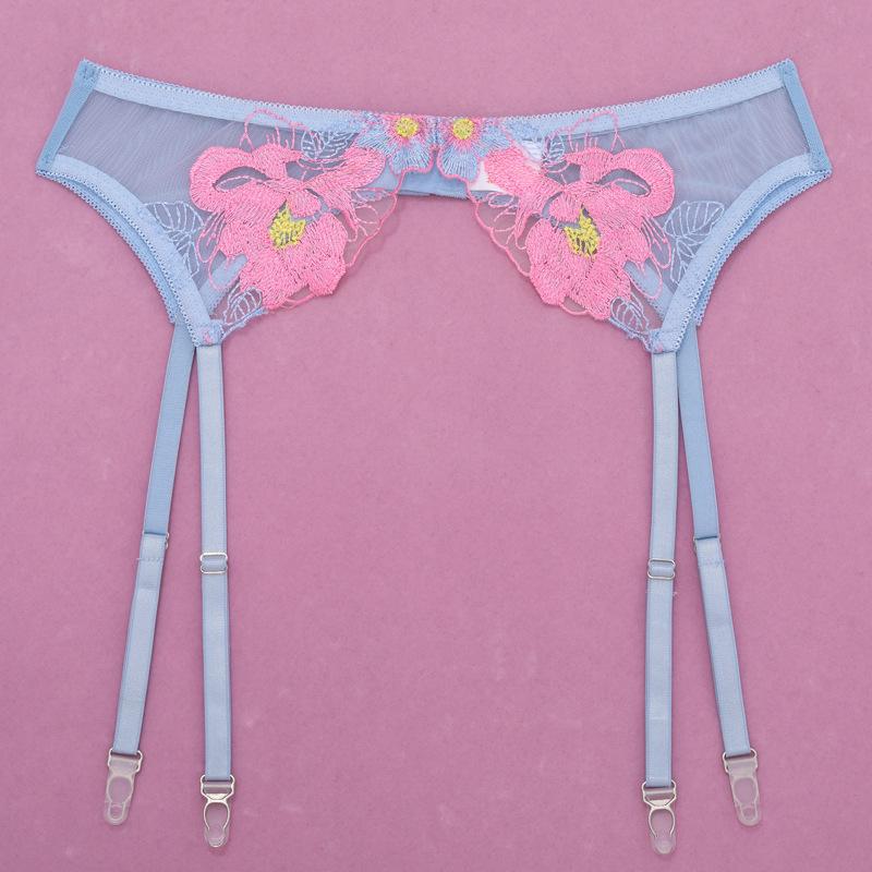 Lusha Seksowny Haftowany Siateczkowy Zestaw Bielizny z Paskiem do Pończoch (Model XYH0348)