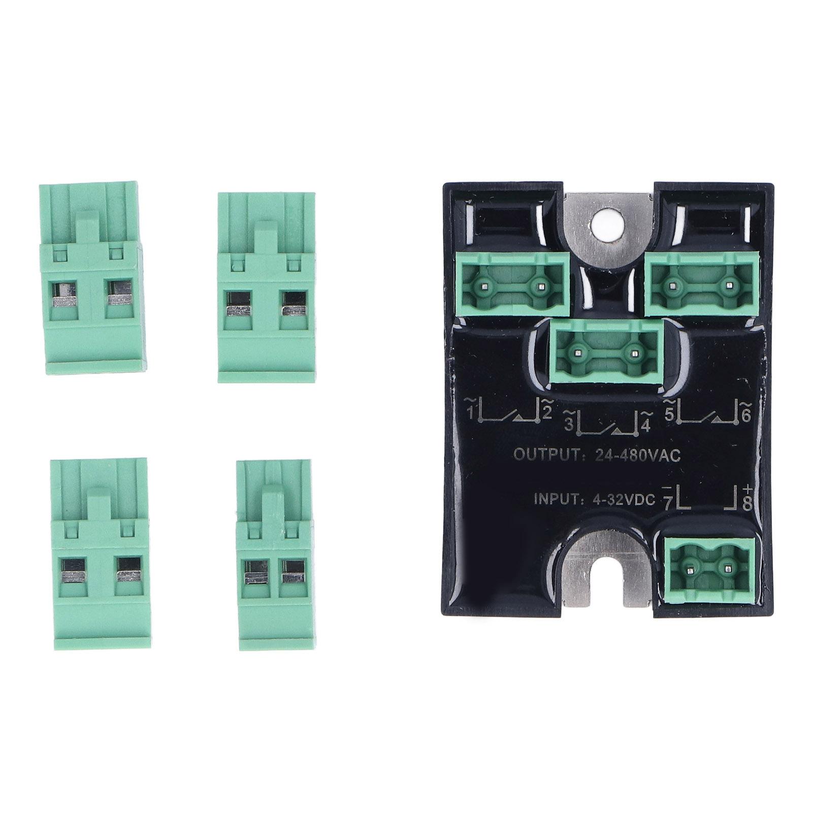 

BERM 3 Phase Solid State Relay Mini SSR Relay Connector Kit 4‑32VDC Input 24‑480VAC Output