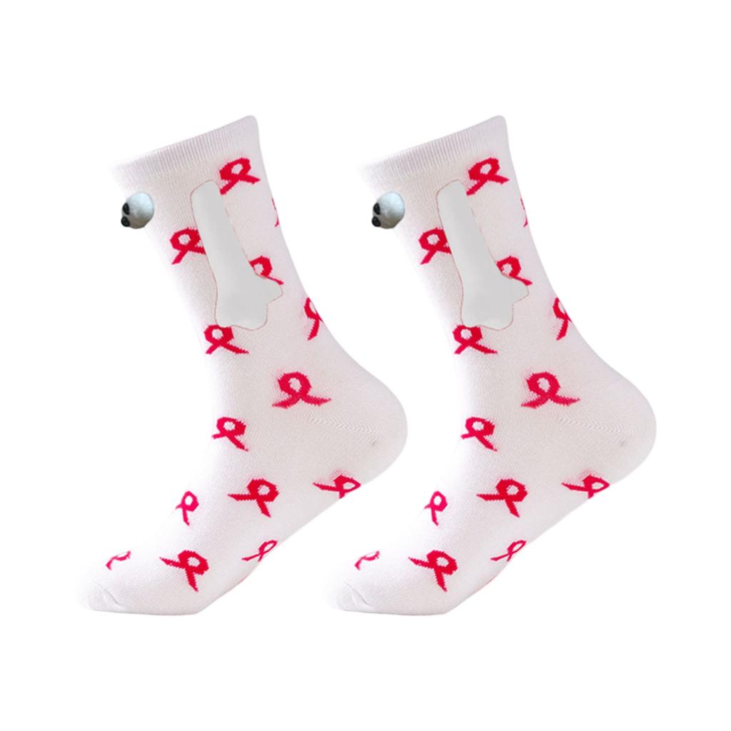 Valentine's Day Couple Heart-Shaped Magnet Socks With Hand-Holding (Mid-Calf Socks)