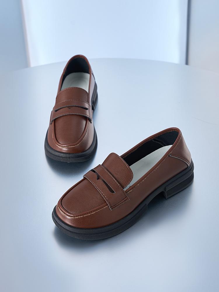 Dámské pedálové malé kožené boty s jedním chodidlem, retro všestranný styl, lehký svršek, módní a jednoduché, měkká podrážka a měkký povrch