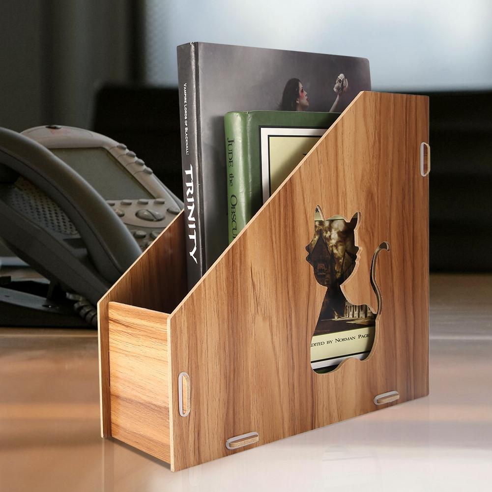 Modern Hollow Out Cat DIY Office Display Rack Magazine File Organizer Desktop Document Sorter