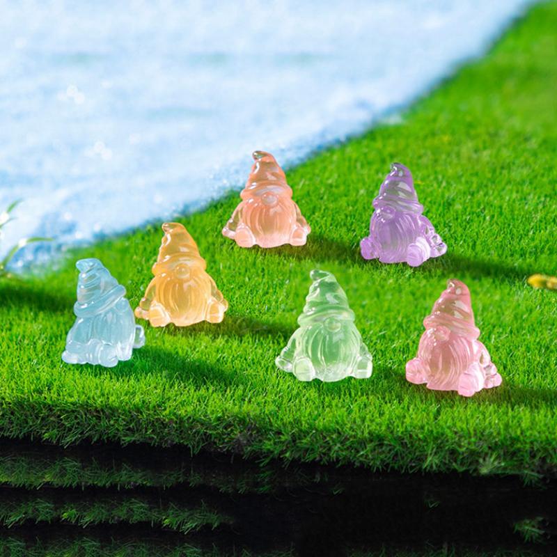 6Pcs Luminous Mini Resin Gnomes Statues Ornaments Cute Diy Fairy Miniature Gnome Figurines For Miniature Garden Home Decor
