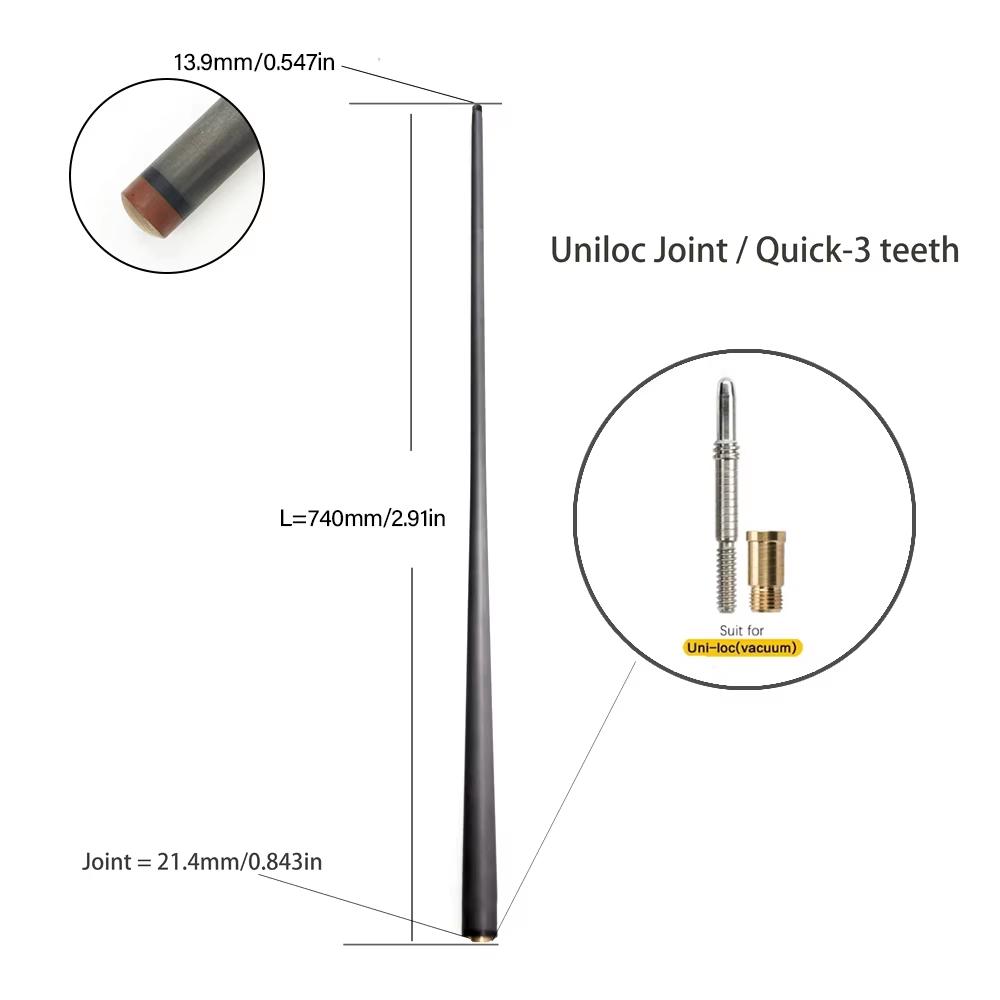 Profesionální karbonová tyč na kulečník | Nízká deformace, design Pro Taper s technologií Black Tech | Extra náhradní tyč na kulečník