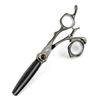 Napson 6.0" Black Rotating Hairdressing Set: Barber Scissors, Straight & Thinning Shears