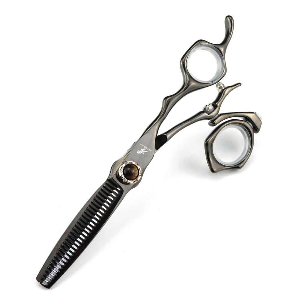Napson 6.0" Black Rotating Hairdressing Set: Barber Scissors, Straight & Thinning Shears