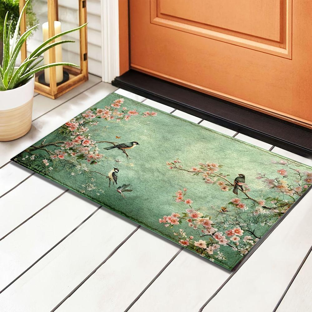 Spring Bird Branch Pattern Rug Water Absorbing And Cooling Kitchen Corridor Bedroom Living Room Carpet Home Decoration