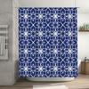 Blue White Geometric Pattern Bath Shower Curtain With Grommet Top For Home Decor In Bathroom Size: 72 X 84 Inches (183X213Cm)