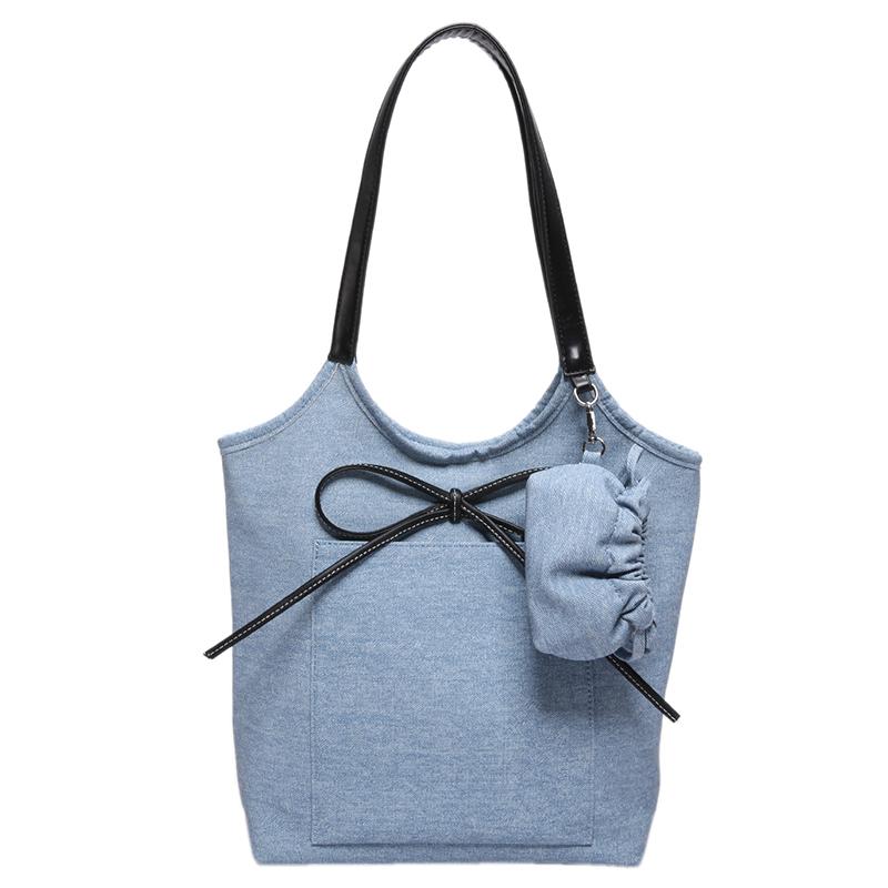 Damen-Tragetaschen mit Schleife, neue Mode, große Kapazität, Canvas, Umhängetaschen für Pendler, für Partys und Urlaub