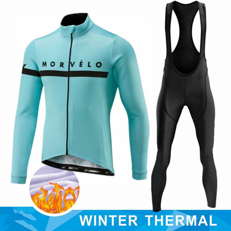 Winter Thermal Fleece Long Sleeve Cycling Jersey Set Bib Pants Ropa Ciclismo Bicycle Clothing MTB Bike Men Pro Team Suit