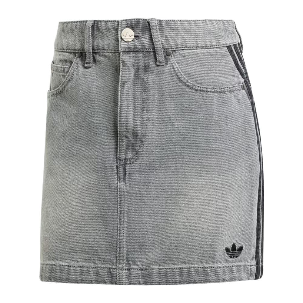 adidas Originals Adicolor Denim Mini Skirt Washed Grey Women JW2657 S