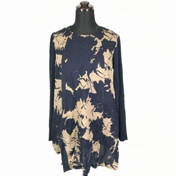 

New with Tag/Pa-Nu Mixed Fabric Print Dress/Women’s Size M/2/Navy/Back Zip, Side Pockets Made in Japan