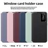 For Galaxy S25 Ultra With View Window Leather Phone Case And Slot Card