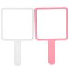 2pcs Portable Handheld Cosmetic Mirror Beauty Salon Makeup Mirror Accessory White Pink