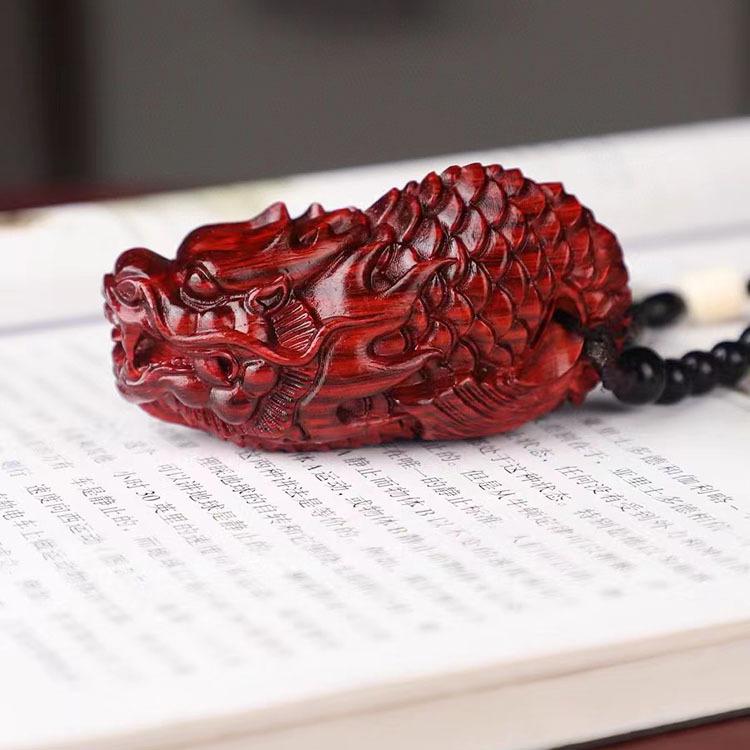 Sandalwood Pixiu Handheld Carved Pendant Ornament - Douyin Craft Gift
