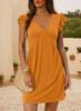 2026 Spring/Summer Dress, Beach Casual Deep V-Neck Folded Lotus Leaf Sleeves Loose Vest Skirt Women